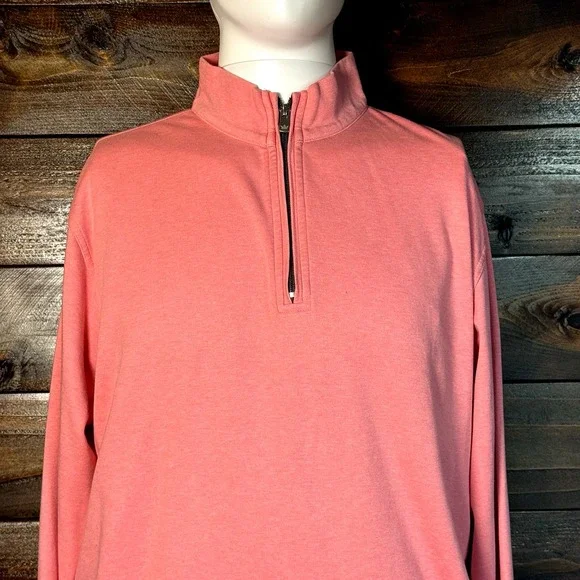 Peter Millar Seaside Wash Pique‎ 1/4 Zip Pullover Golf Men's Size Large Salmon - Picture 8 of 11